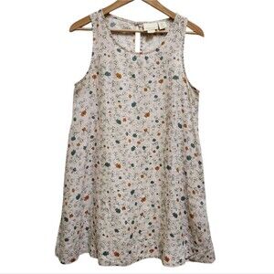 Cynthia Rowley Dress Size M 100% Linen Pink Floral Sleeveless Cottagecore